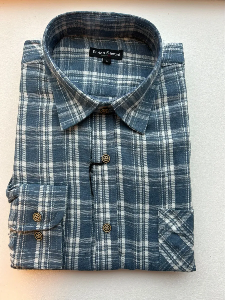 Enrico Leon Flanellskjorte Iron Blue